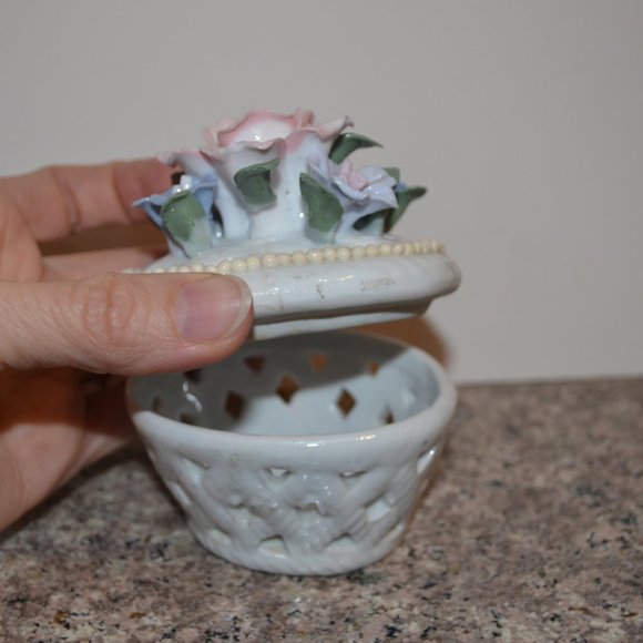 Handmade Collectibles Ceramic Clay Basket with Flowers on Top miniature - Picture 9 of 10